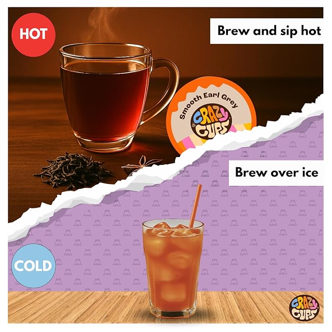 Crazy Cups Smooth Earl Grey Tea Pods, 22 Count | Kosher Certified Black Tea Blend with Licorice Root & Star Anise, K Cup Compatible, Bold Bergamot Flavor, Gluten Free, Vegan - Bloomnest