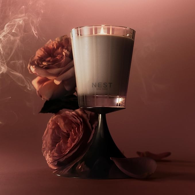 NEST New York Scented Classic Candle, Rose Noir & Oud - 8.1 oz - Up to 60-Hour Burn Time - Reusable Glass Vessel - Bloomnest