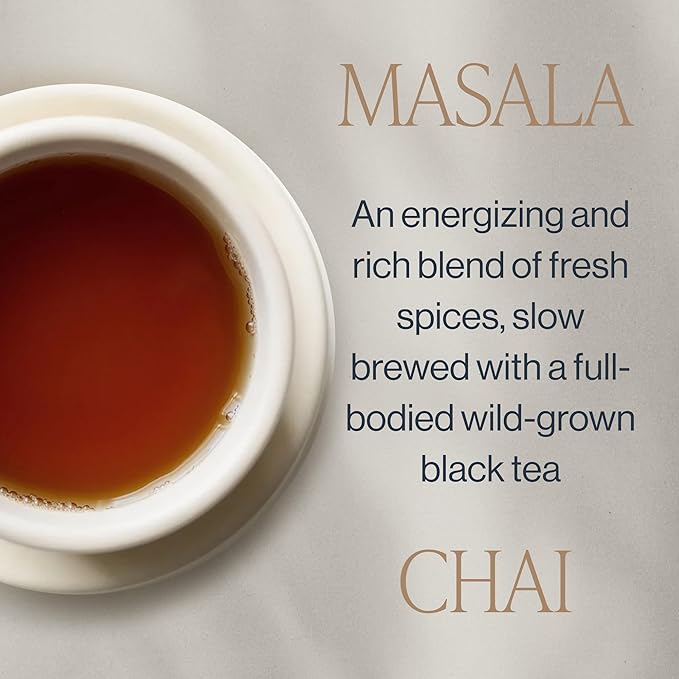 Rishi Tea Masala Chai Tea - Organic Sachet Tea Bags, Assam Black Tea Blend with Whole Spices, Energizing & Caffeinated - 15 Count (Pack of 6) - Bloomnest
