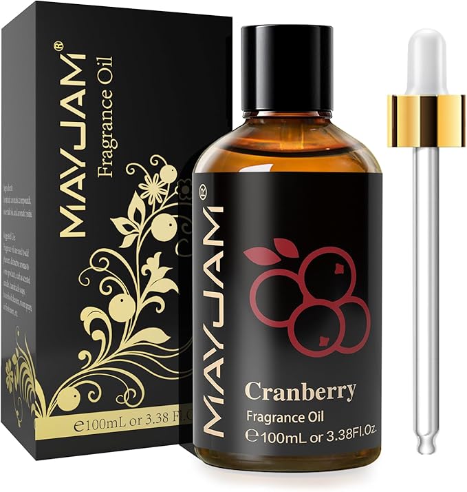 MAYJAM 100ML/3.38FL.OZ Cranberry Fragrance Oils with Glass Dropper, Essential Oils for Diffusers for Home, Long Lasting Scented Oils for Diffusers Soap Candle Making - Bloomnest