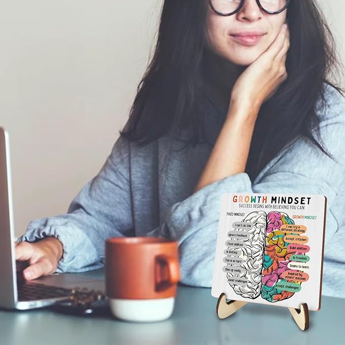 Motivational Mental Health Office Decor Rustic Desk Decor Therapy Office School Counselor CBT DBT School Psychology Therapist Counseling Wood Sign for Home Living Room Desk Plaque with Wood Stand - Bloomnest