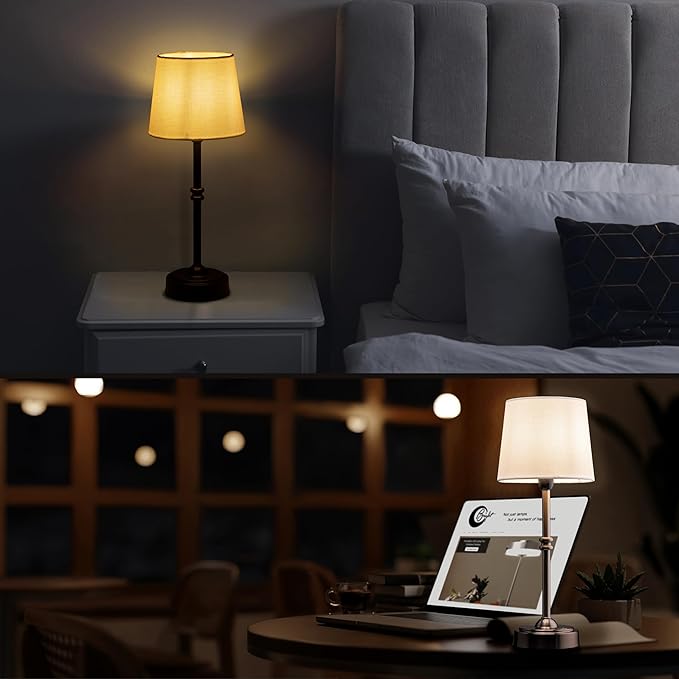 O’Bright Seraph - Cordless LED Table Lamp with Dimmer, Built-in Rechargeable Battery, 3-Level Brightness, Patio Table Lamp, Bedside Night Lamp, Ambient Light for Restaurant, Brushed Nickel - Bloomnest