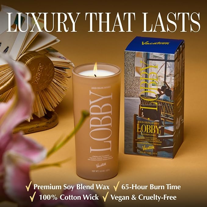 Vacation High Ceiling Resort Lobby Candle, Luxury Floral Candle with Bergamot, Cedar & Musk, Premium Gift for Home Decor & Hotel Lovers - Bloomnest