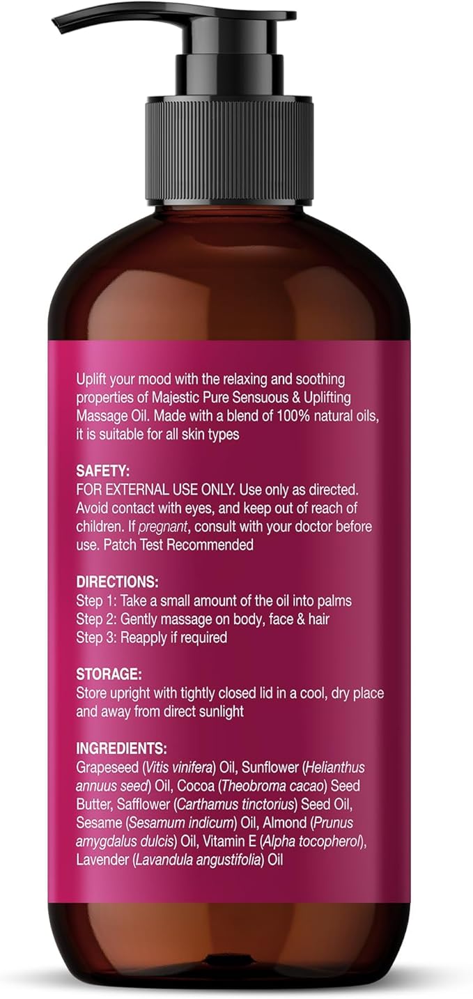 MAJESTIC PURE Cocoa Massage Oil for Massage Therapy - Refreshing, and Relaxing - Natural Oils with Cocoa Butter, Vitamin E & Lavender Oil - for All Skin Types - Men and Women - 8 fl oz - Bloomnest