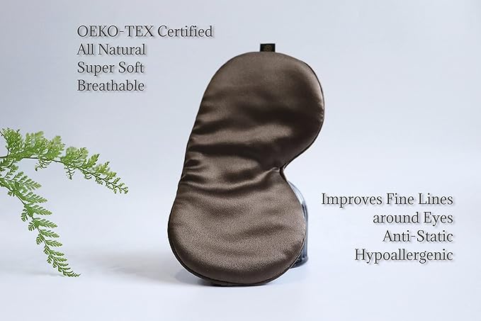 Premium Handcrafted 25 Momme Mulberry Silk Eye Mask for Sleeping (Chocolate) - Bloomnest