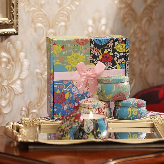 Scented Candles Gift Sets, Soy Wax 4.4 oz Portable Travel Tin Candles Women Birthday Gift Stress Relief Sweet Fragrance Home Aromatherapy Candle Set 4 Pack - Bloomnest