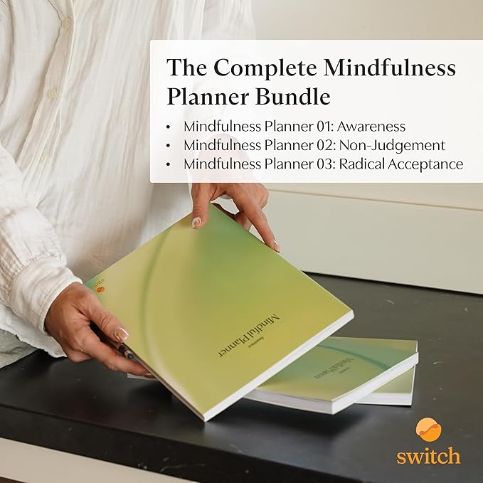 Switch Research Complete Mindfulness Planner Bundle - 3 Planners - Evidence-Based Life Organizer Set - 93-Day Goal Planner Collection to Develop Radical Acceptance - Daily planner With Prompts Bundle - Bloomnest