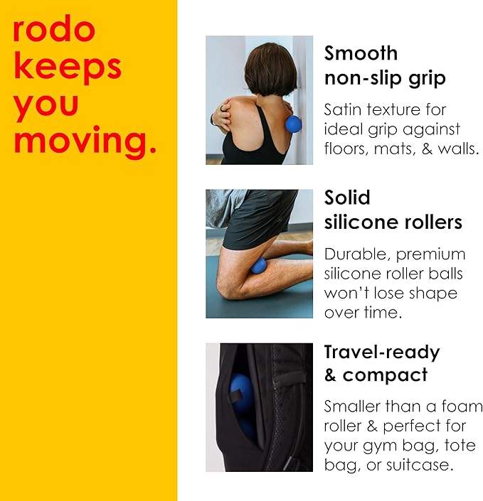 Rodo 2-in-1 Firm Peanut & Lacrosse Ball Roller | Deep Tissue Massage Tool for Fascia, Plantar Fasciitis, HIPS & Back | Mobility & Recovery Roller | Compact, Travel-Friendly, Pilates, Therapy Ready - Bloomnest