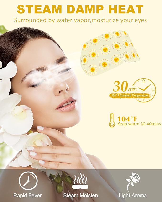 ProCIV 16 Packs Steam Eye Masks for Dry Eyes Heating Eye Mask Warm Compress for Eyes Relief Stress, Eye Fatigue Travel Essential Self Heating Moist Sleep Mask SPA Accessories - Bloomnest