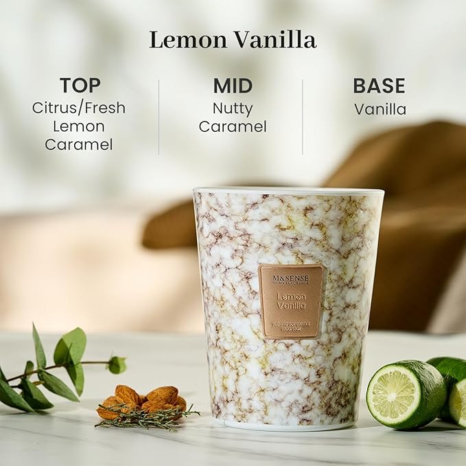 M&SENSE Sugared Lemon Zest Scented Candles for Home, 3-Wick Highly Scented Jar Candles, Extra Large Candle 35 Oz 150 Hours Long Lasting Burning, Relaxing Aromatherapy Candle for Stress Relief - Bloomnest