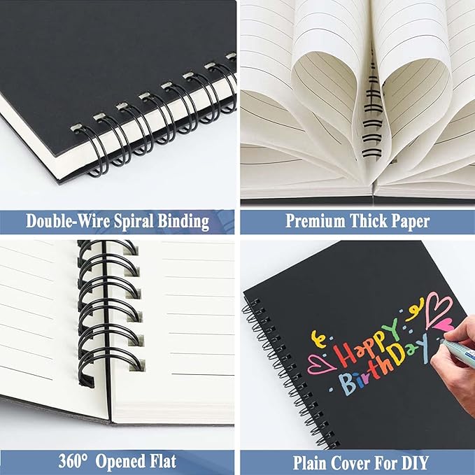 GINMLYDA 4Pack Small Spiral Notebook A5, 8.25x5.5” 120 Lined Pages Wide Ruled Spiral Journal Bulk Blank Kraft Cover Spiral Bound Notebook & Writing Pads for Home Office Meeting Work Note Taking - Bloomnest