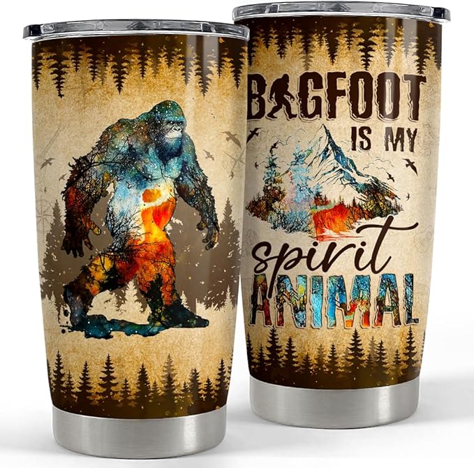SANDJEST Bigfoot Tumbler Cup 20oz Sasquatch Gifts for Men Stainless Steel Insulated Tumblers Coffee Travel Mug Gift for Birthday Christmas - Bloomnest