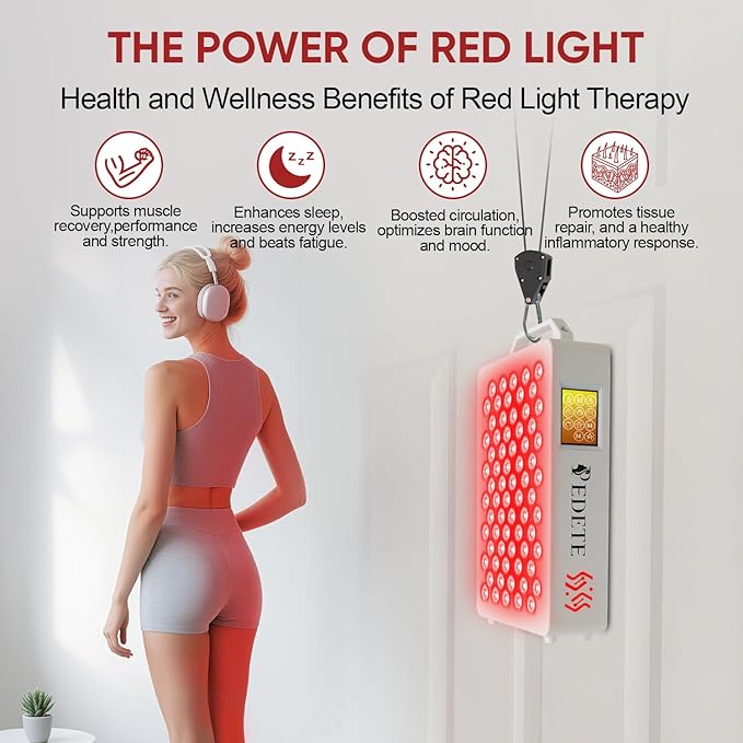 Red Light Therapy for Face & Body, 630nm 660nm 810nm 850nm and 940nm 5 Wavelengths Near Infrared Light Therapy Panel, 70 Dual Chip LEDs Red Light Therapy Device for Skin Care, Sleep, Pain Relief. T70Z PedeteLLC