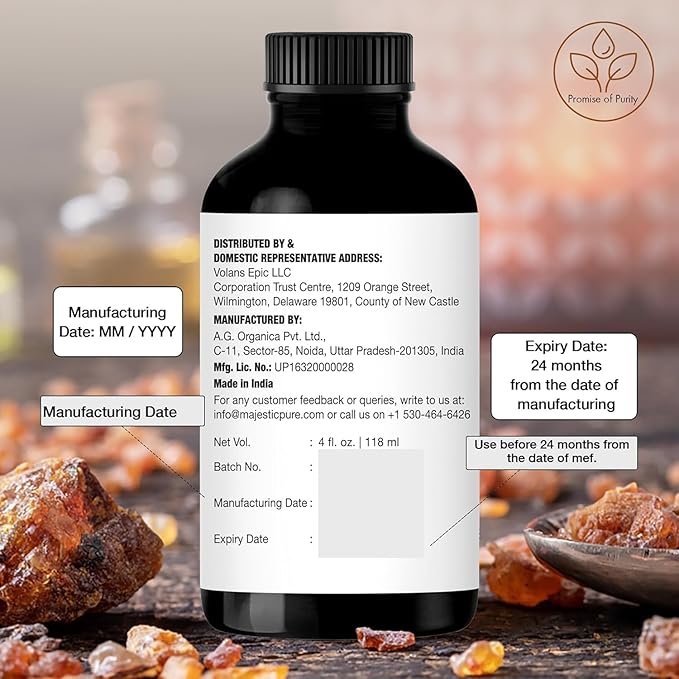 Majestic Pure Essential Oil with Glass Dropper - 100% Pure and Natural - Essential Oils for Diffuser, Aromatherapy, Soap and Candle Making, Frankincense Essential Oil, Frankincense Oil, 4FlOz Pack of2 - Bloomnest