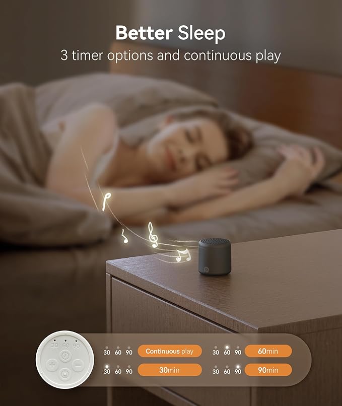 Dreamegg Travel Sound Machine - Portable Sound Machine for Baby Adults, Travel Sound Machine for Sleep, 16 Nature Sound, Timer, White Noise Machine for Sleeping Gift, Black