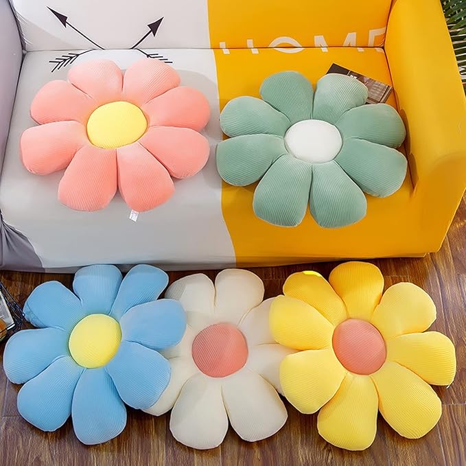 Flower Pillow, Flower Shaped Throw Pillow Floor Pillow Soft Seating Cushion Room Decor Plush Pillow for Bedroom, Sofa, Bed, Reading (21 inch, Blue) - Bloomnest