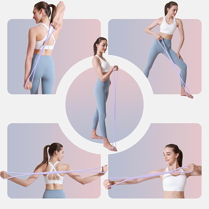 Luminous Resistance Bands, 8 Shaped Exercise Bands, with Handles Band for Arms, Back, Shoulder Stretch, Resistance Bands Women Men, Gift for Yoga Lover/Beginner, Not Break - Bloomnest