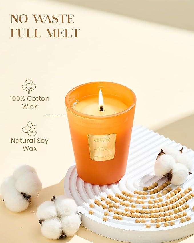 M&SENSE Sunset Mandarin Scented Natural Soy Wax Candle, 14.1oz 60 Hours Long Lasting Slow Burning Candles for Home Decor, Aromatherapy Candle for Stress Relief - Bloomnest