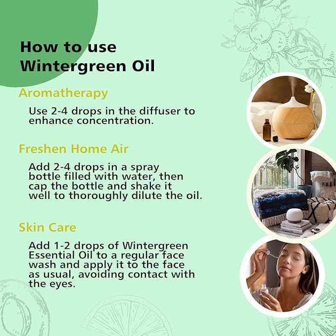 Wintergreen Essential Oil, 100% Pure Undiluted Wintergreen Oil for Aromatherapy - 30ml/1 oz - Bloomnest