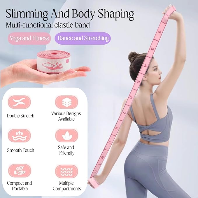 Multi-Loop Stretch Band - Yoga, Pilates, Ballet, and Physical Therapy Stretching Strap for Flexibility, Leg Stretching, and Exercise - Durable Stretching Equipment for Dance and Fitness - Bloomnest
