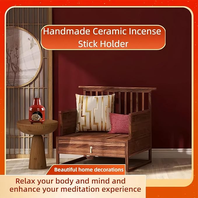 Handmade Pink Ceramic Palo Santo Holder Burner & Sage Holder - Mini Tabletop Chiminea Burner Tray with Ash Catcher, Decorative Incense Holder for Spiritual Meditation & Yoga