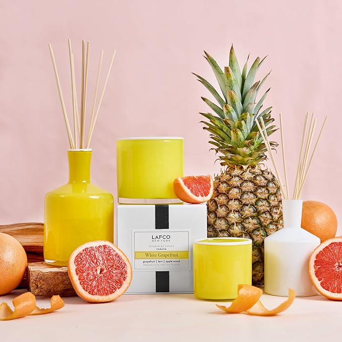 LAFCO New York Signature Candle, White Grapefruit - 15.5 oz - 90-Hour Burn Time - Reusable, Hand Blown Glass Vessel - Made in The USA - Bloomnest