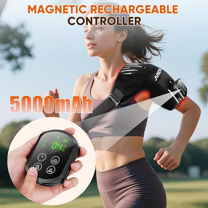 Red Light Therapy for Shoulder Pain Relife, Cordless Portable Shoulder Massager Heating Pad, Infrared Light Therapy for Arthritis,Improve Joint Muscle，660nm&850nm Red Light Heated Wrap - Bloomnest