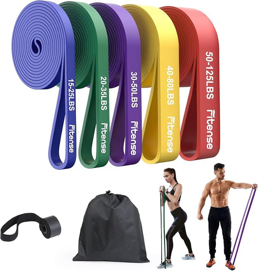 Resistance Bands Set - Pull Up Bands for Men Women, Exercise Bands Resistance with Door Anchor, Training Poster & Pouch for Body Stretching, Pull Up Assist - Bloomnest
