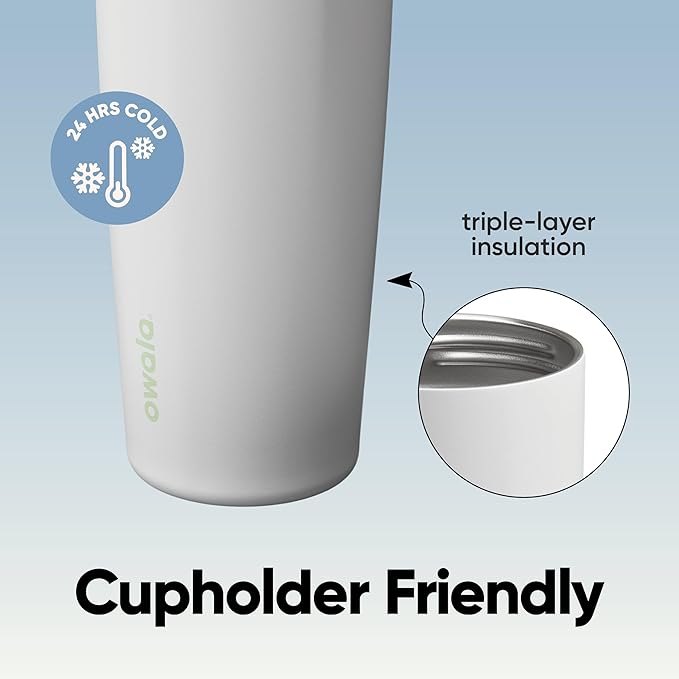 Owala FreeSip Sway Insulated Stainless Steel Water Bottle with Two-Way Spout, Built-In Straw and Bucket Handle, Made for Travel, School, and Sports, 30oz, BPA Free, Leak Proof, Iced Breeze Owala