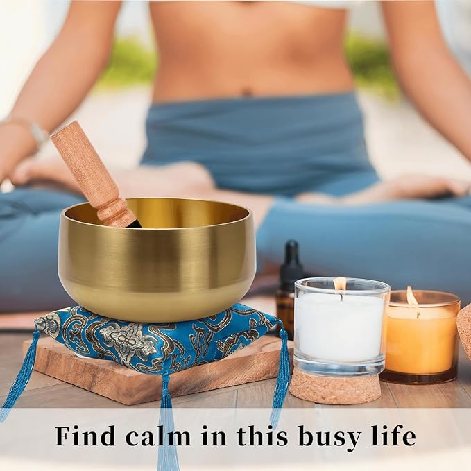 Large Tibetan Singing Bowl Set - 6" Handcrafted Meditation Sound Bowl for Yoga, Mindfulness, Chakra Healing & Stress Relief | Complete Kit with Cushion & Mallet | Spiritual Gifts for Beginners 6 Inch Lemofuta