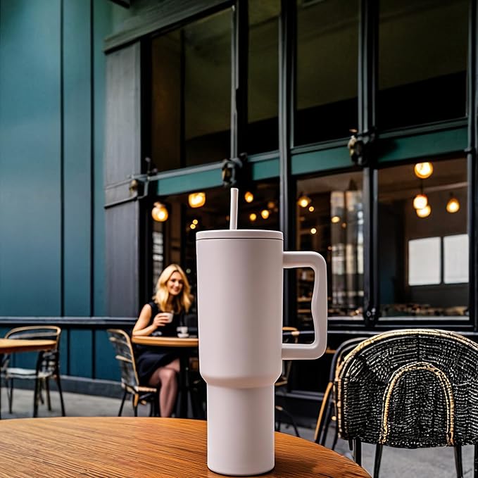 40 oz Tumbler with Handle, 304 Stainless Steel Leak Proof Cup, Thermal Cups for Hot and Cold Drinks, Tumblers with Lids and Straws - Bloomnest