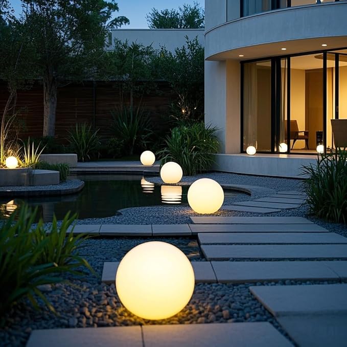 10-Inch LED Ball Light, Rechargeable Dimmable LED Glowing Orb Light w/Remote, 16 RGB Color Changing Globe Floor Lamp, Indoor/Outdoor Waterproof Mood Lamp for Home Lawn Party Pool Decor - Bloomnest