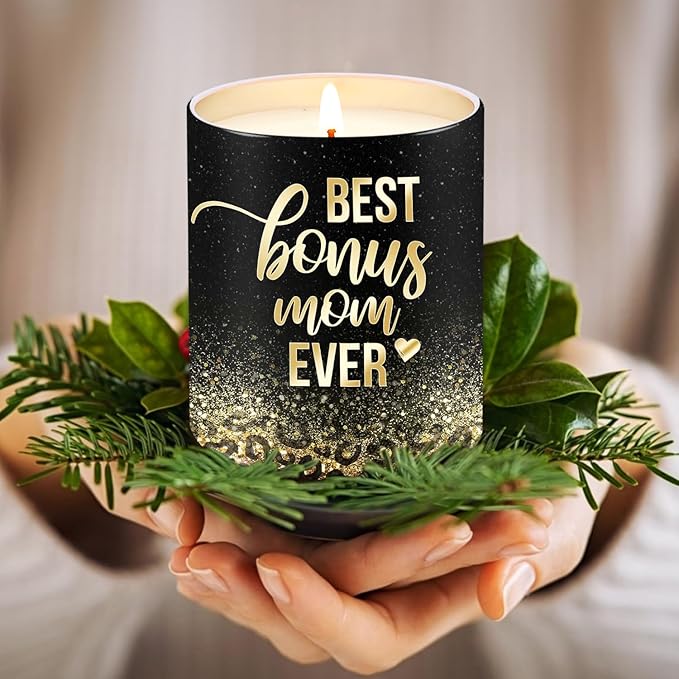 TEEZWONDER Mothers Day Gifts for Bonus Mom from Daughter Son - Leopard Favorite Child Long Lasting Vanilla Lavender Candle 10 oz - Mother's Day Mom Birthday Gifts for Women Mama Stepmom - Bloomnest