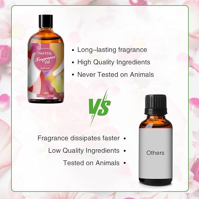 PHATOIL 3.38FL.OZ Bubble Gum Fragrance Oils for Aromatherapy, Essential Oils for Diffusers for Home, Perfect for Diffuser, DIY Candle and Soap Making, DIY Scented Products - 100ml - Bloomnest