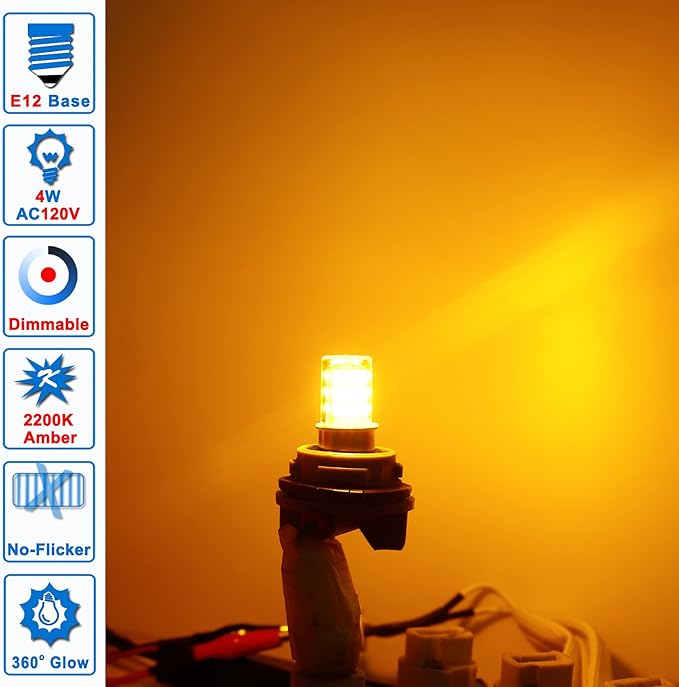 Himalayan Salt Lamp Rock Bulb Dimmable E12 led Sleep Night Light Bulb 2200K Amber Warm, Kx-2000 40W Candelabra T6 C7 4W e12 led Candle Bulbs 450lm for Therapy Mood Soothing Bedroom Nursery,6Pack - Bloomnest