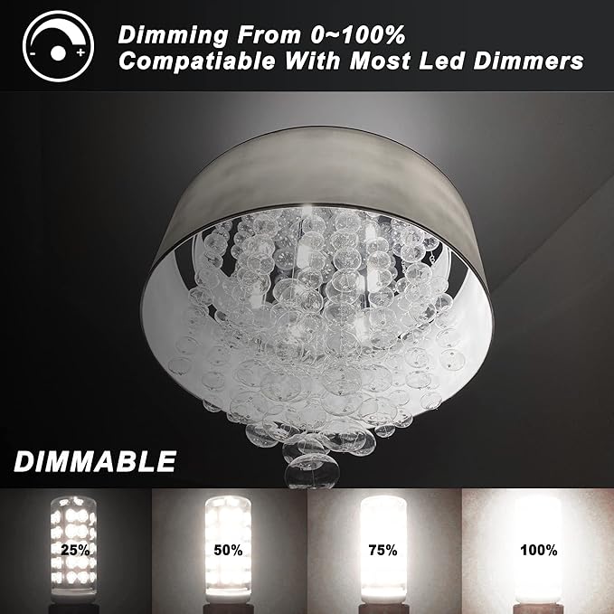 E12 25W-40W 6000K Daylight White Dimmable Led Bulbs Replacement, T6 Small Base E12 C7 LED Candelabra Bulbs 4W Bright Cool White for Ceiling Fan Chandelier Salt Lamp,450 lm(5Pack) - Bloomnest