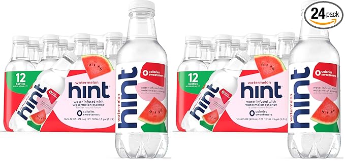 Hint Fruit-Infused Bottled Water, Watermelon - Sugar Free Flavored Water with Zero Calories, Naturally Flavored, and No Artificial Sweeteners - 16 Fl Oz (Pack of 24) - Bloomnest