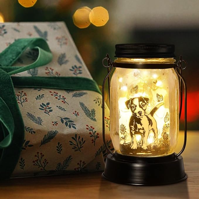 Jack Russell Terrier Gifts for Women/Men Jack Russell Terrier Solar Lanterns Mom Birthday Dog Lovers Lantern Pet loss Pet Memorial Lights Solar Garden Decoration for Yard, Patio,Backyard,Porch Torches - Bloomnest