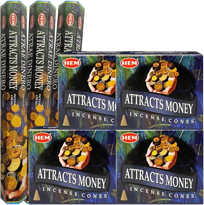 Attracts Money Incense Sticks and Cone Incense Holder Variety Pack Bundle insence insense insienso TRUMIRI