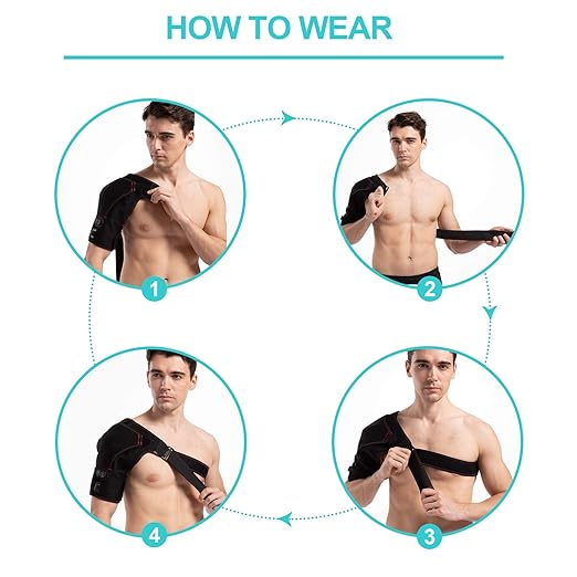 Heated Shoulder Wrap with Massage, Electric Shoulder Massager Heating Pad for Men Women Frozen Shoulder Pain Relief with AC Adapter (Black) - Bloomnest
