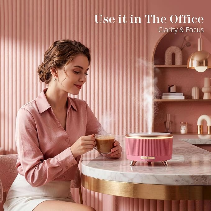 500ML Large Capacity Essential Oil Diffuser, Ultrasonic Aromatherapy Diffuser with 7 Color LED Lights with Remote Control, Cool Mist Humidifier, Timed Mist, Auto Shut-Off (Pink) - Bloomnest