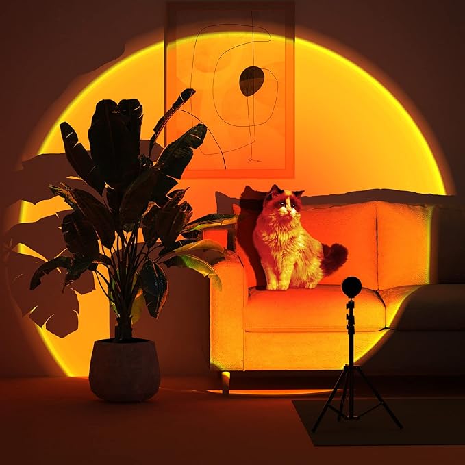 Balkwan Sunset Floor Lamp Projection 140cm Adjustable Stand Led Night Light 360 Degree Rotation Network Light with 3M USB Cable Floor Light for Living Room Bedroom - Bloomnest