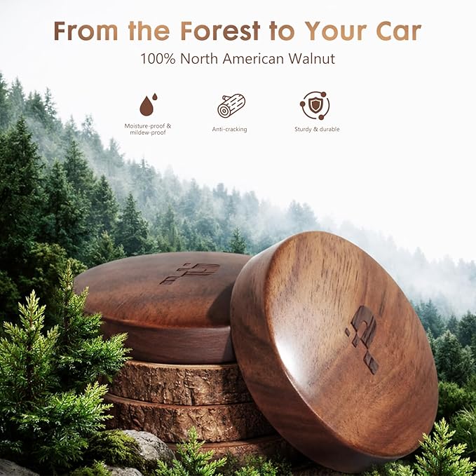 Wooden Car Air Freshener for Vent, Refillable Essential Oil Diffuser Clip, Long-Lasting Natural Scent, Sustainable Wood & Metal Luxury Auto Deodorizer -Pine scent - Bloomnest