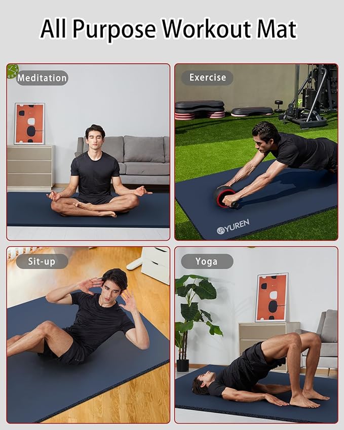 Yoga Mat Thick Wide Yoga Mats for Women Men Large Exercise Mat 78"x35" 1/2 Inch Workout Mat for Home Gym, with Carrying Yoga Bag