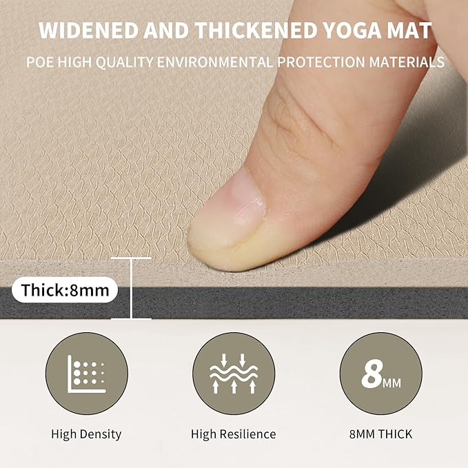 Large Yoga Mat (6'x 4') - Extra Long and Wide 72 x 48 inches, Non-Slip POE Fitness Mat, Eco-Friendly, Thick Wide Exercise Mat for Home Workouts,Ideal for Yoga and Pilates.