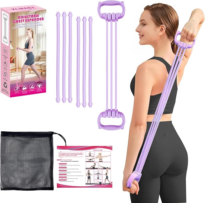 6 Gear Adjustable Resistance Bands, Fitness Resistance Bands Exercise Bands with Comfort Grips, Unisex, for Arms, Chest Extender, Home Workout, Fitness, Pilates - Bloomnest
