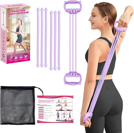 6 Gear Adjustable Resistance Bands, Fitness Resistance Bands Exercise Bands with Comfort Grips, Unisex, for Arms, Chest Extender, Home Workout, Fitness, Pilates - Bloomnest