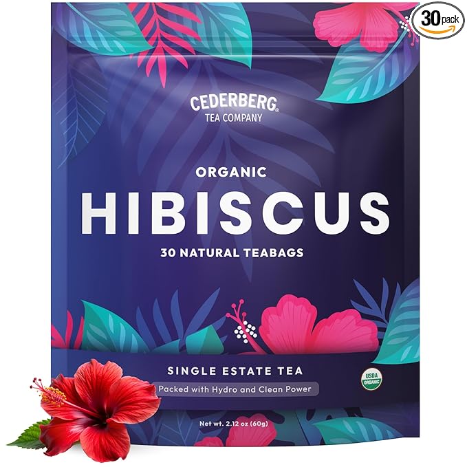 Cederberg Tea Company Organic Hibiscus Tea — 30 Tea Bags | Organic Herbal Tea From Single Origin | Eco-Friendly Tea Bags | Non-GMO Caffeine Free Tea With Zero Sugar - Bloomnest