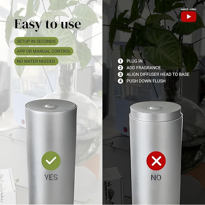 Dynamo Hotel Scent Diffuser – Cold-Air Essential Oil Diffuser for Home & Large Rooms up to 1000 sq ft, App & Manual Control, Hypoallergenic, Includes White Tea Fragrance Sample – Silver - Bloomnest