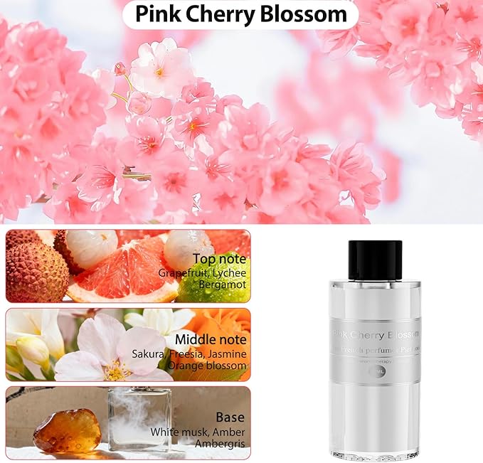 Amor Lyris 2 Packs Essential Oil Refill for Smart Car Air Freshener, 3.5OZ Car Diffuser Refill, Aromatherapy Perfume Refill (4-8 Months Use), Natural Plant Extracts, Pink Cherry Blossom - Bloomnest